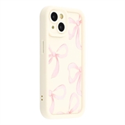 iPhone 13 Stylish Shockproof TPU Case with Raised Edges - White / Big Bow