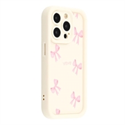 iPhone 14 Pro Max Stylish Shockproof TPU Case with Raised Edges - White / Bow
