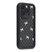iPhone 15 Pro Max Stylish Shockproof TPU Case with Raised Edges - Black / Polka Dot Bow