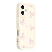 iPhone 16 Plus Stylish Shockproof TPU Case with Raised Edges - White / Bow