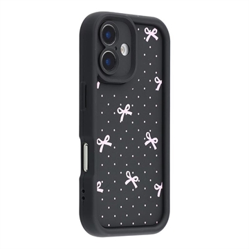 iPhone 17 Stylish Shockproof TPU Case with Raised Edges - Black / Polka Dot Bow