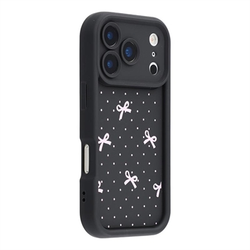 iPhone 17 Pro Stylish Shockproof TPU Case with Raised Edges - Black / Polka Dot Bow