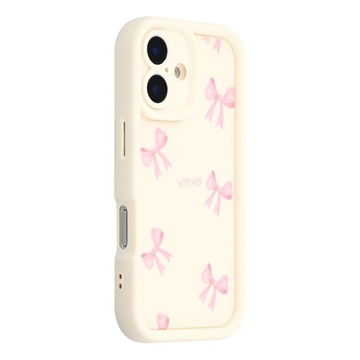 iPhone 17 Stylish Shockproof TPU Case with Raised Edges - White / Bow