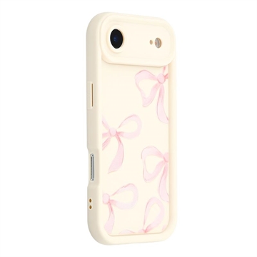 iPhone Air Stylish Shockproof TPU Case with Raised Edges - White / Big Bow