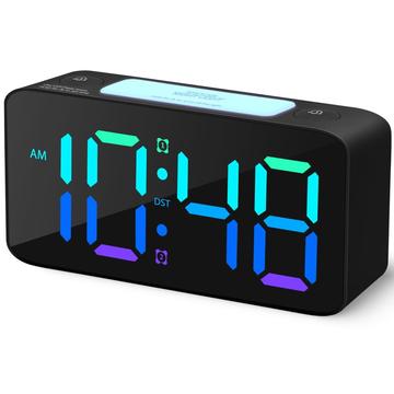 Super Loud Alarm Clock for Heavy Sleepers with 7-Color Night Light (Open Box - Bulk) - Black