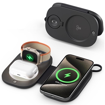 T5 3-in-1 Foldable Travel Wireless Charger 15W - Black