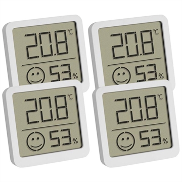 TFA Digital Thermo-Hygrometer w. Comfort Zone Display - 4 Pcs. - White