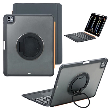 iPad Air 13 2024/2025/iPad Pro 12.9 2018/2020/2021/2022 TU3609 Backlit Magnetic Keyboard Case with 360 Rotating Stand - Black