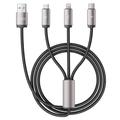Tech-Protect UltraBoost 3-in-1 Cable - Lightning, USB-C, MicroUSB - 100cm/3.5A - Grey