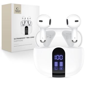 Tech-Protect UltraBoost TWS Core G2 Wireless Earphones with LED Display - White