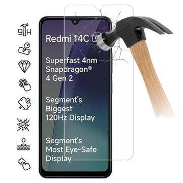 Xiaomi Redmi 14C 5G Tempered Glass Screen Protector - Case Friendly - Transparent