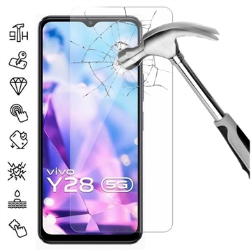 vivo Y28 Tempered Glass Screen Protector - 9H, 0.3mm - Case Friendly  - Clear