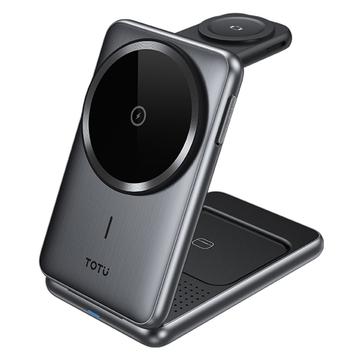 Totu CW-4-W 3-in-1 Magnetic Wireless Charging Station - 15W - Grey