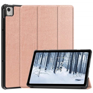 Tri-Fold Series Nokia T21 Smart Folio Case - Rose Gold