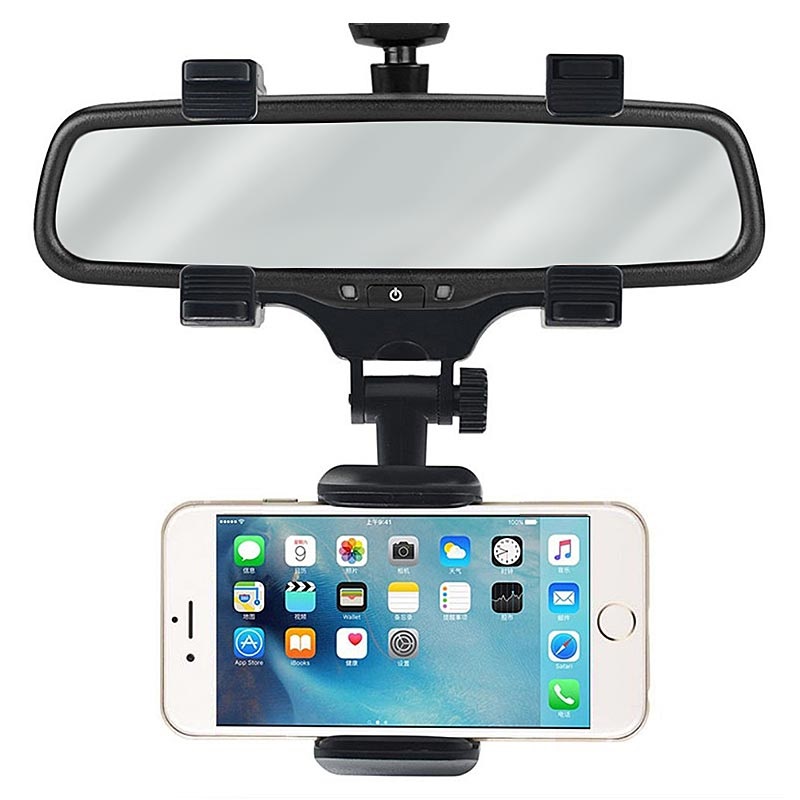 Universal 360° Rotatable & Retractable Car Phone Mount - Rearview Mirror Clip Holder For All Phones