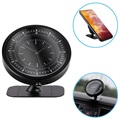 Universal Magnetic Car Holder with Clock - Dashboard Mount - Black