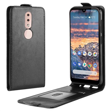 Nokia 4.2 Vertical Flip Case with Card Slot - Black