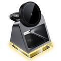 W83 3-in-1 Magnetic Wireless Charger w. Crystal Night Light - Black