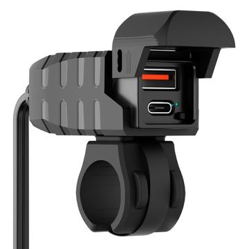 WUPP CS-2100A1 USB-A & Type-C Dual-Port Fast Motorcycle Charger with LED Voltmeter