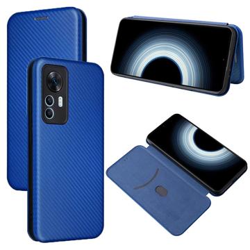 Xiaomi 12T/12T Pro Flip Case - Carbon Fiber - Blue