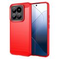 Xiaomi 14 Pro Brushed TPU Case - Carbon Fiber - Red