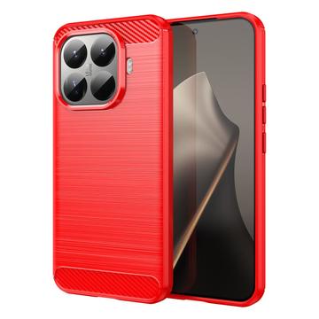 Xiaomi 15T Pro Brushed TPU Case - Carbon Fiber - Red