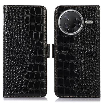 Xiaomi Poco F7 Pro Crocodile Series Wallet Leather Case with RFID - Black