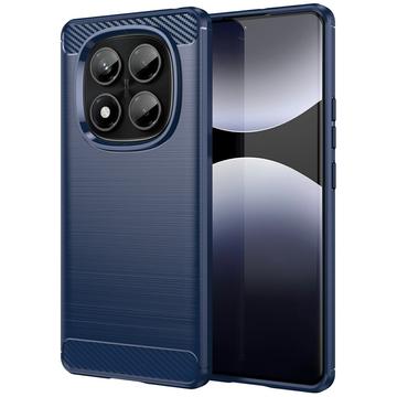 Xiaomi Redmi Note 14 Pro 4G Brushed TPU Case - Carbon Fiber - Blue