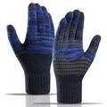 Y0046 1 Pair Men Winter Knitted Windproof Warm Gloves Touchscreen Texting Mittens with Elastic Cuff - Navy Blue