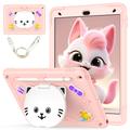 iPad 10.2 2019/2020/2021 Cute Cat Hybrid Case with Kickstand - Pink