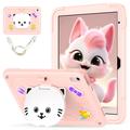 iPad 2022/2025 Cute Cat Hybrid Case with Kickstand - Pink