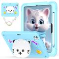 iPad Pro 11 2024/2025 Cute Cat Hybrid Case with Kickstand - Light Blue