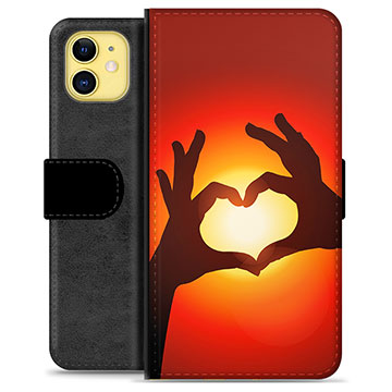 iPhone 11 Premium Wallet Case - Heart Silhouette