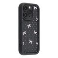 iPhone 12 Pro Max Stylish Shockproof TPU Case with Raised Edges - Black / Polka Dot Bow