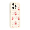 iPhone 12 Pro Max Stylish Shockproof TPU Case with Raised Edges - White / Bow-Tied Cherries