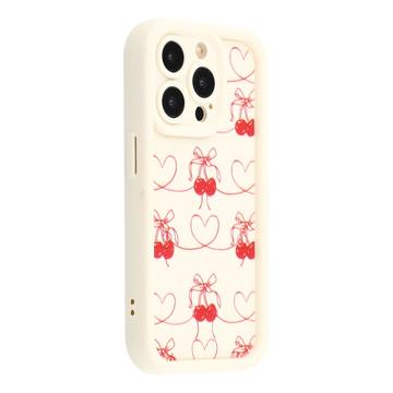 iPhone 12 Pro Max Stylish Shockproof TPU Case with Raised Edges - White / Bow-Tied Cherries