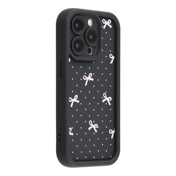 iPhone 12 Pro Stylish Shockproof TPU Case with Raised Edges - Black / Polka Dot Bow