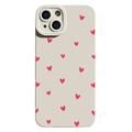 iPhone 13 Heart Pattern Slim TPU Case - White / Red