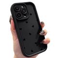 iPhone 13 Pro Max Heart Pattern Shockproof TPU Case with Raised Edges - Black