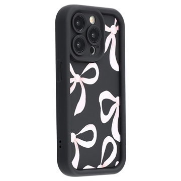 iPhone 13 Pro Stylish Shockproof TPU Case with Raised Edges - Black / Big Bow