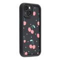 iPhone 13 Stylish Shockproof TPU Case with Raised Edges - Black / Cherries