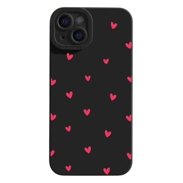 iPhone 14 Heart Pattern Slim TPU Case - Black / Red