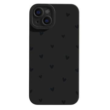 iPhone 14 Heart Pattern Slim TPU Case - Black