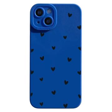 iPhone 14 Heart Pattern Slim TPU Case - Blue / Black