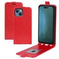 iPhone 14 Plus Vertical Flip Case with Card Slot - Red