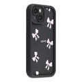 iPhone 14 Plus Stylish Shockproof TPU Case with Raised Edges - Black / Bow