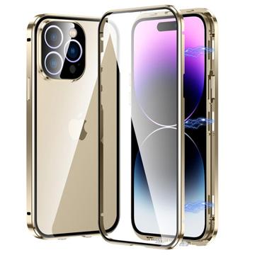 iPhone 14 Pro Magnetic Case with Tempered Glass - Gold