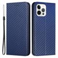 iPhone 14 Pro Max Wallet Case - Carbon Fiber - Blue