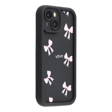 iPhone 14 Stylish Shockproof TPU Case with Raised Edges - Black / Bow