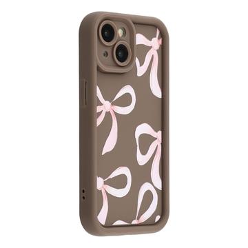 iPhone 14 Stylish Shockproof TPU Case with Raised Edges - Brown / Big Bow